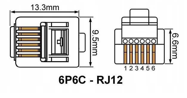 Złącze modularne gniazdo Wtyczka RJ12 6p6c (100szt.) - 50%