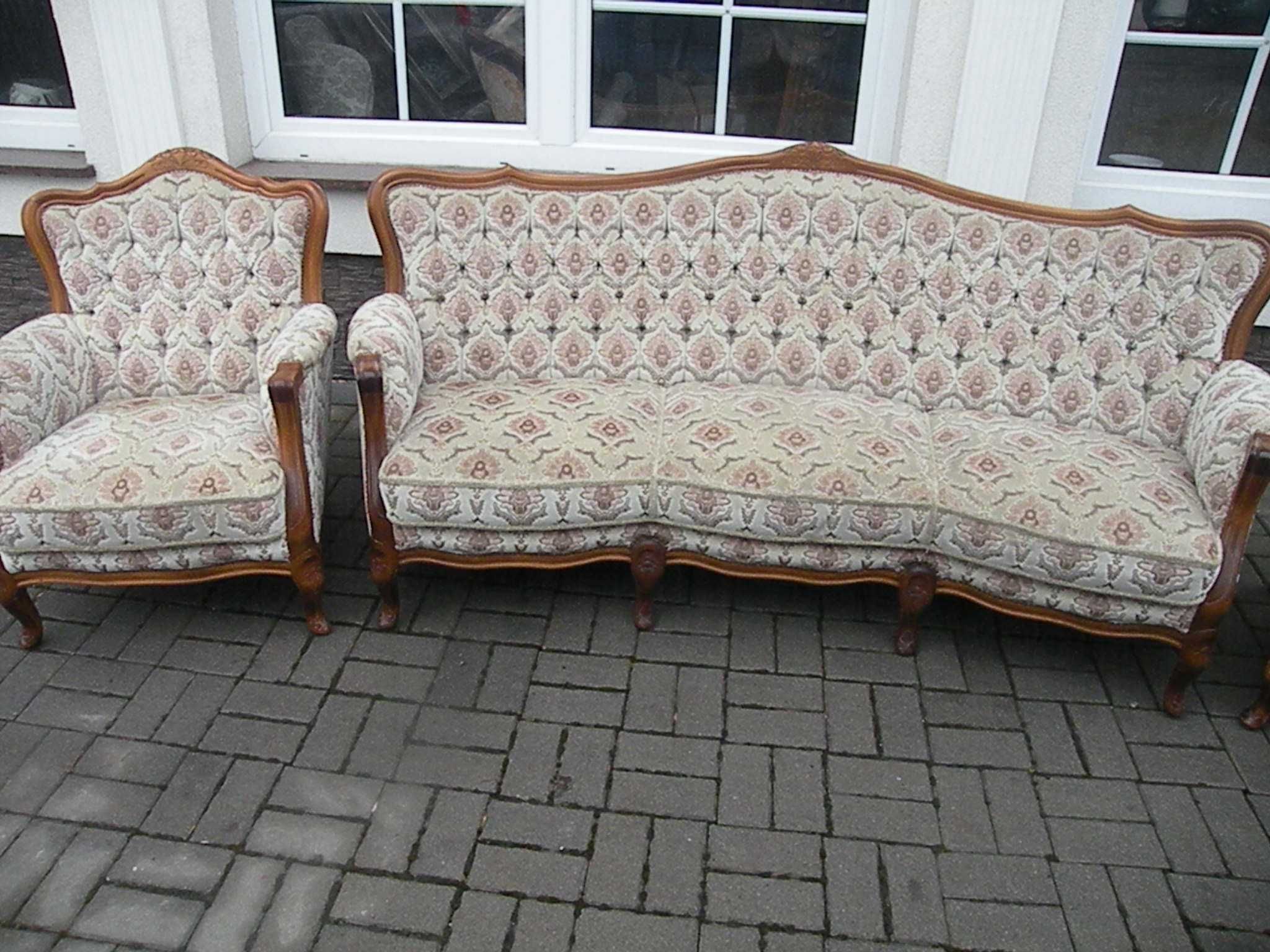 Sofa i 2 Fotele w Stylu Ludwika