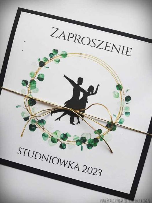 Zaproszenie na Studniówkę z kwiatami, wiankiem