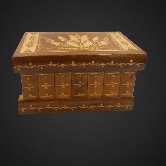 Drewniana szkatułka – zdobiona, ręcznie robiona, styl retro b51/083075