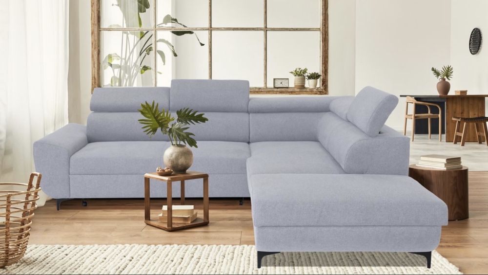 Sofá de canto em L com cama 4 lugares cinza