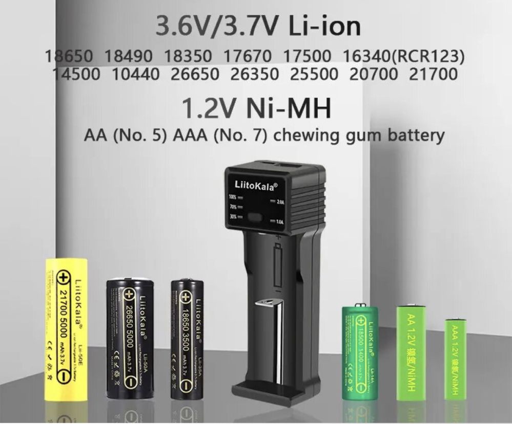 НОВІ зарядні Liito-Kala Lii-100для акомуляторів АА, 18650, ААА