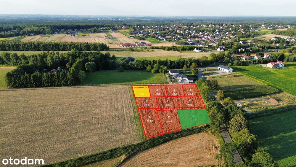 Dąbrowa k. Niepołomic, działka rolno- budowlana 11,3a z mediami