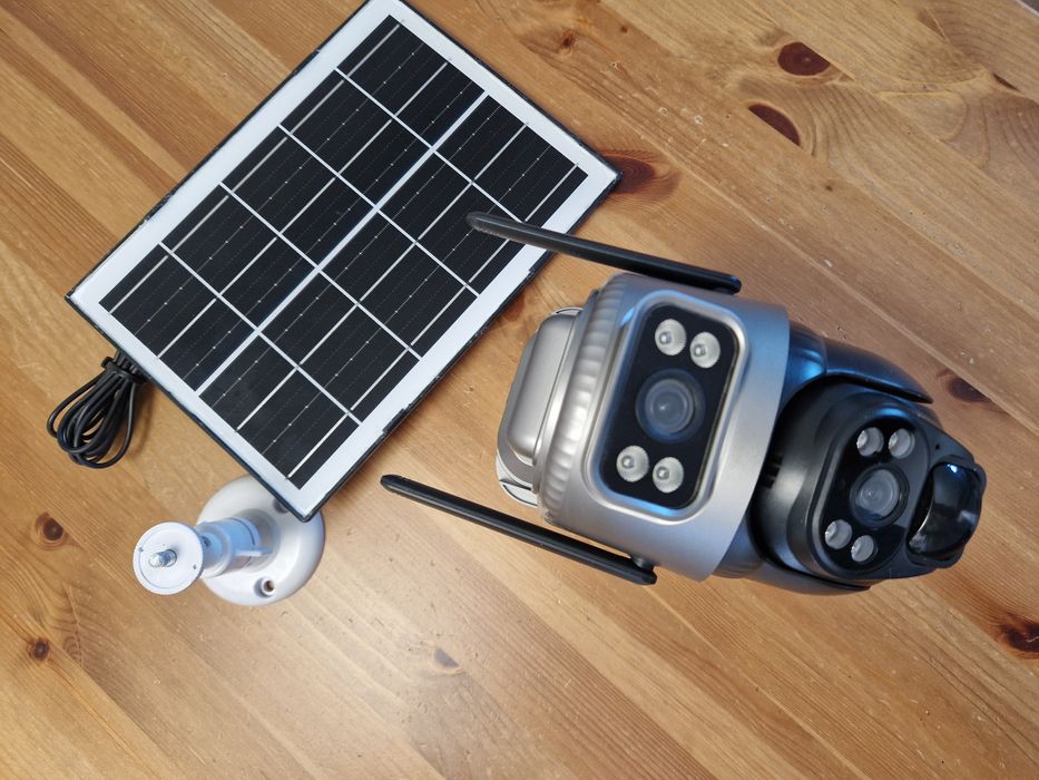 Kamera solarna V380 4G Lte sim monitoring na działkę budowę bez prądu