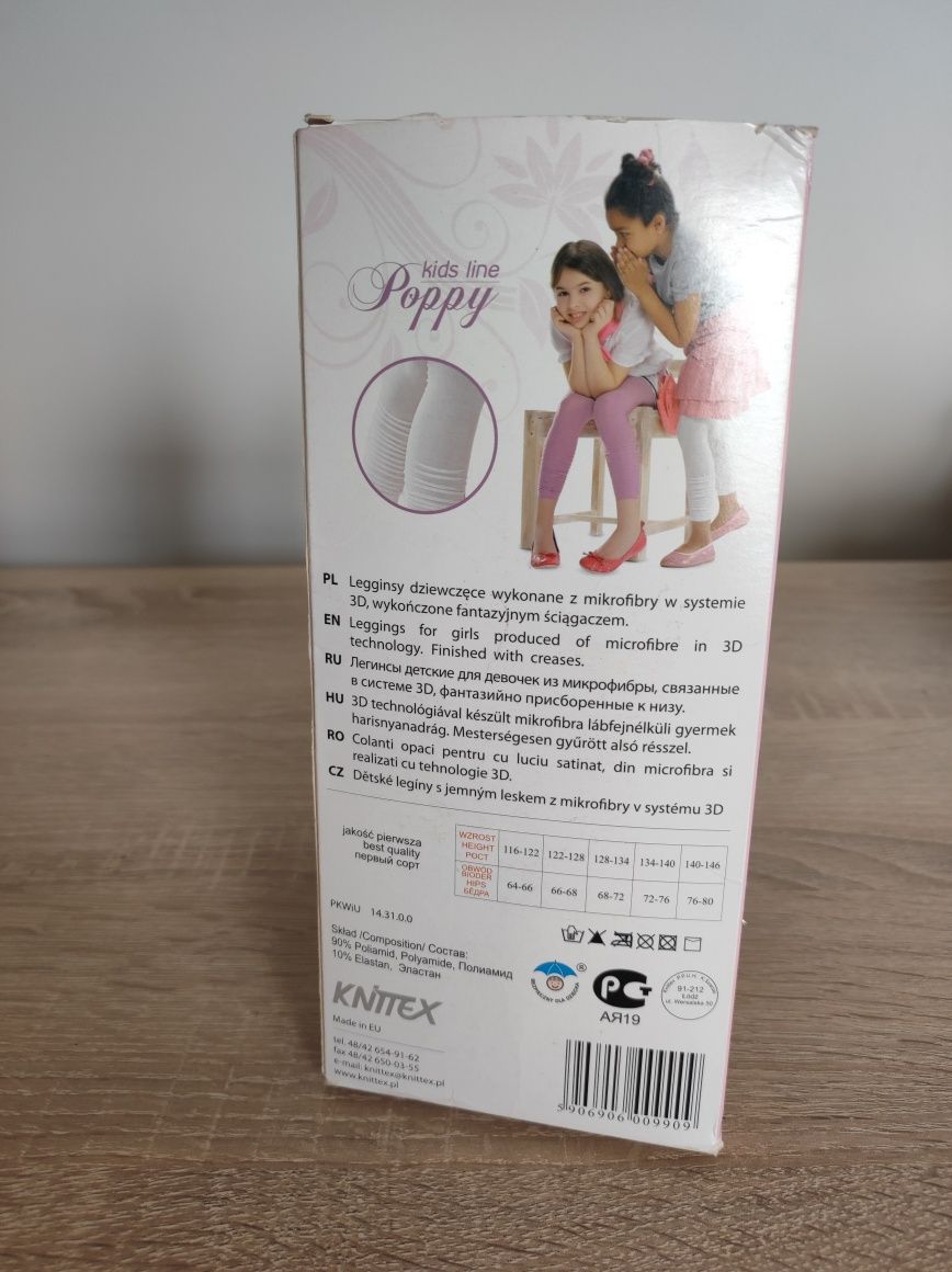 Legginsy dziewczęce z mikrofibry w systemie 3D 140-146 Lawenda