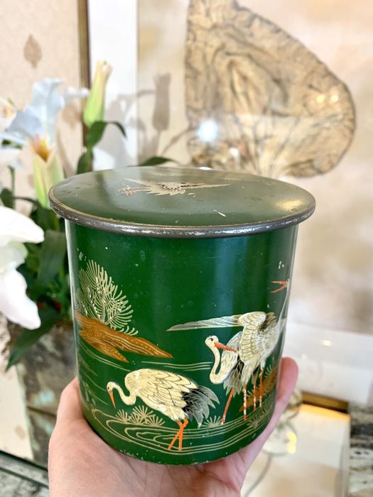 Metalowa Puszka Unikat pudełko Ptaki Bociany pojemnik