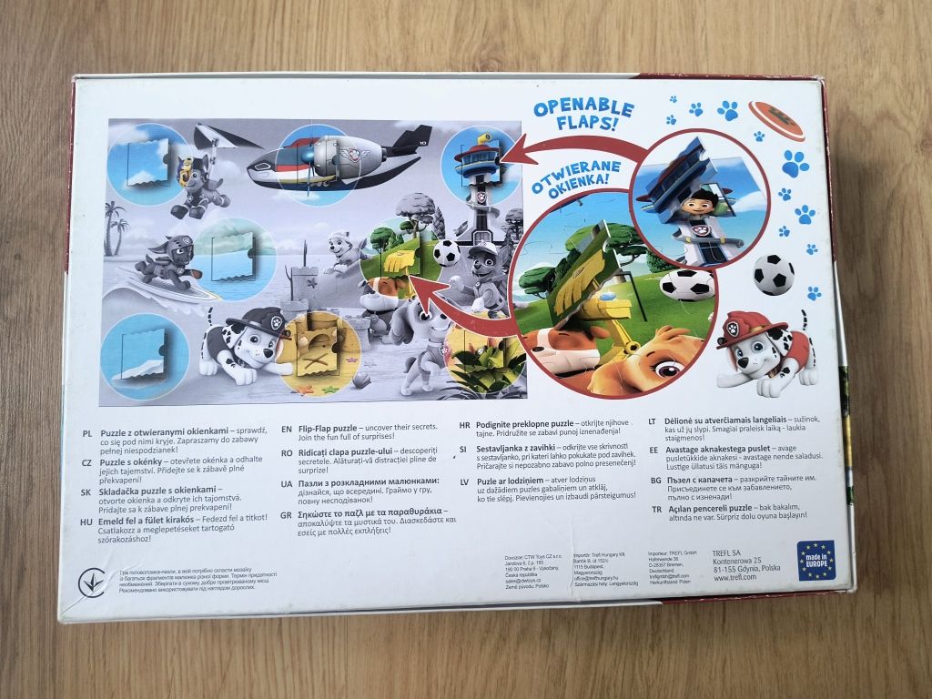 Puzzle z okienkami Psi Patrol 36 elementów Trefl Paw Patrol flip Flap
