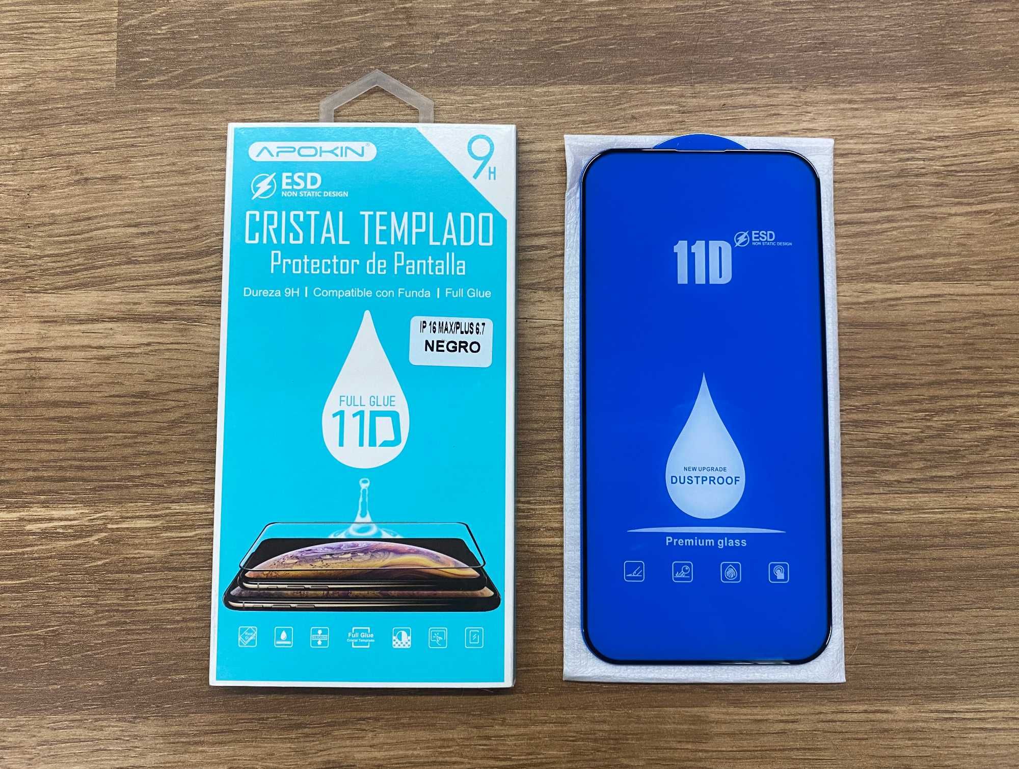 Película de vidro temperado de iPhone 16/16 Plus/16 Pro/16 Pro Max/16e