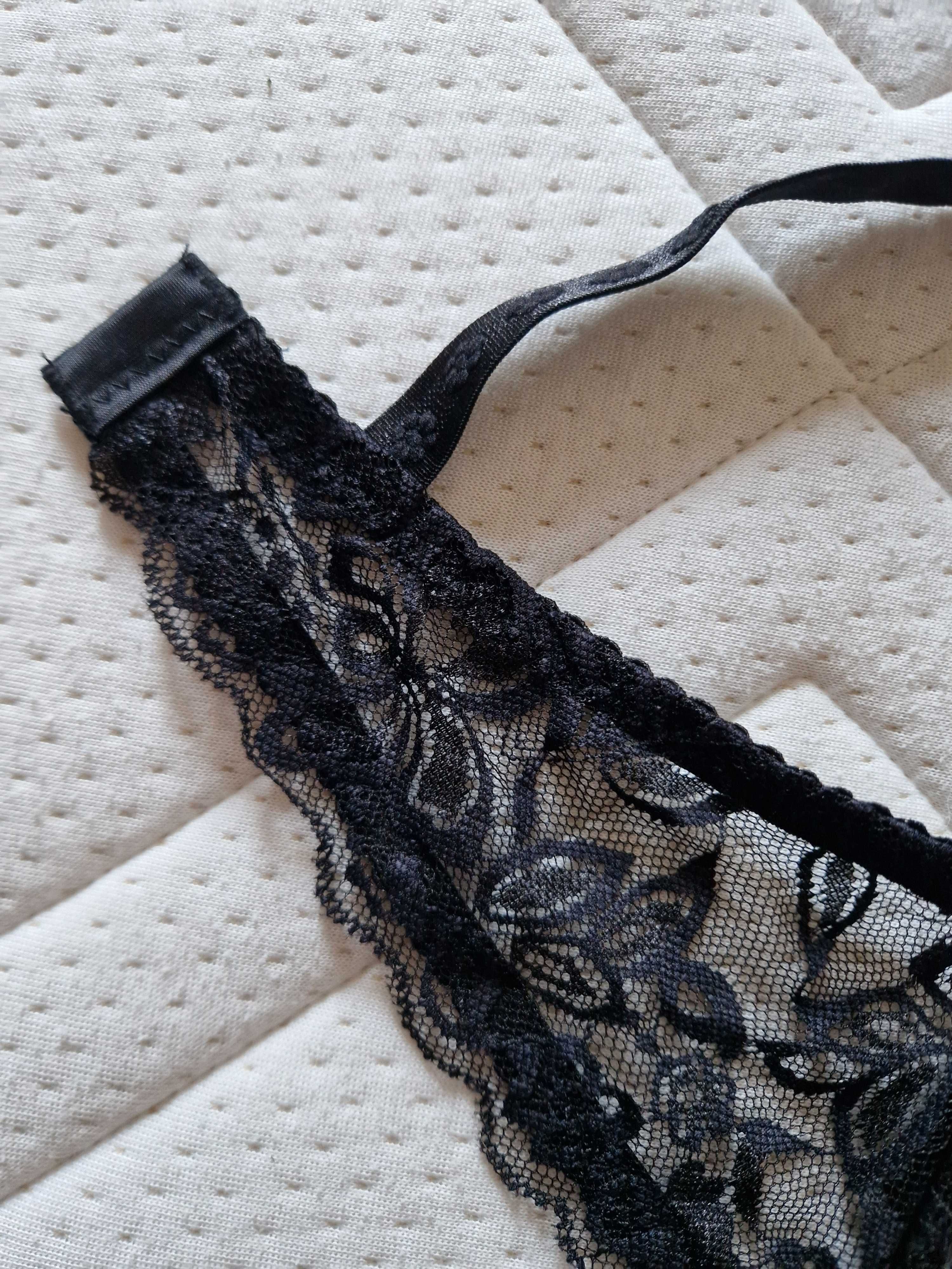 Nowy czarny koronkowy biustonosz, rozmiar S 36,70% bawełna 30% spandex
