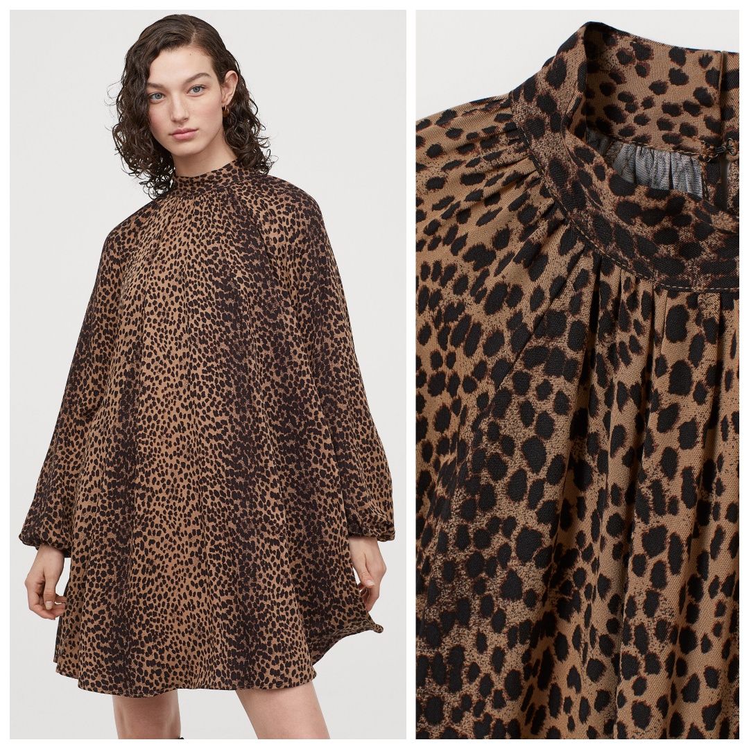 H&M 44r wygodna owersizowa sukienka w panterkę