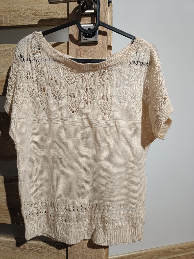 Sweterek ażurowy sweter boho S oversize