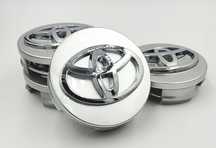 *NOWE* Deki'elki 62mm TOYOTA komplet 4szt. srebrne dekle zaślepki