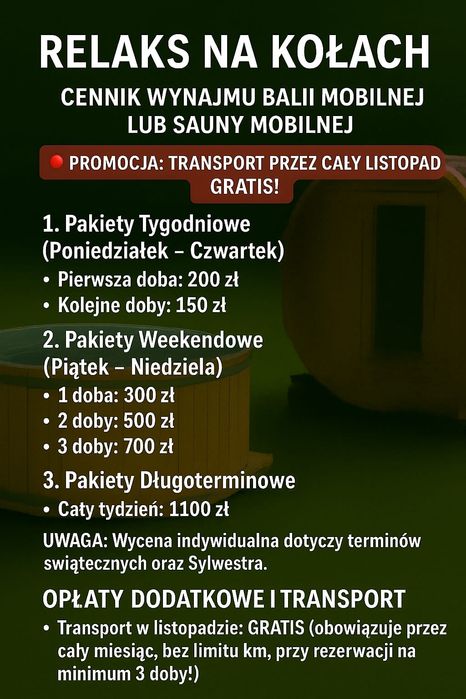 Mobilna sauna i balia na wynajem (województwo pomorskie)