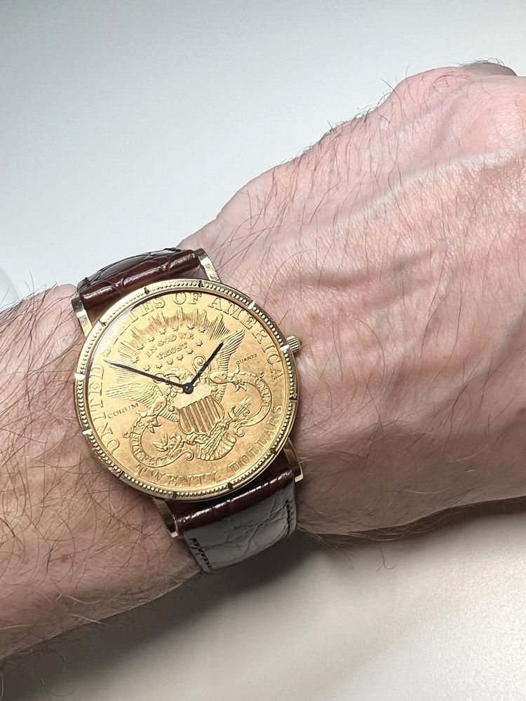 Золотые наручные часы CORUM Coin Watch 20$ DOLLAR COIN
