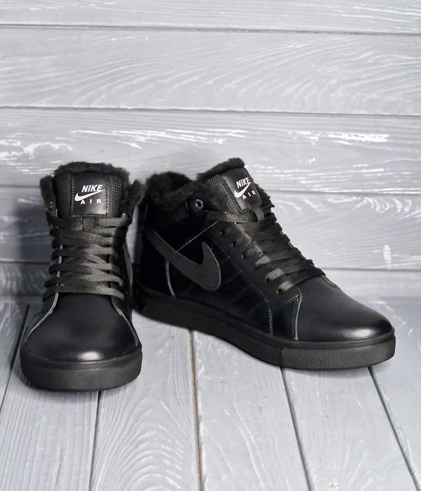 40-48рр! Кожаные  мужские черные зимние кроссовки ботинки кеды! Баталы