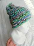Kolorowa czapka z pomponem handmade