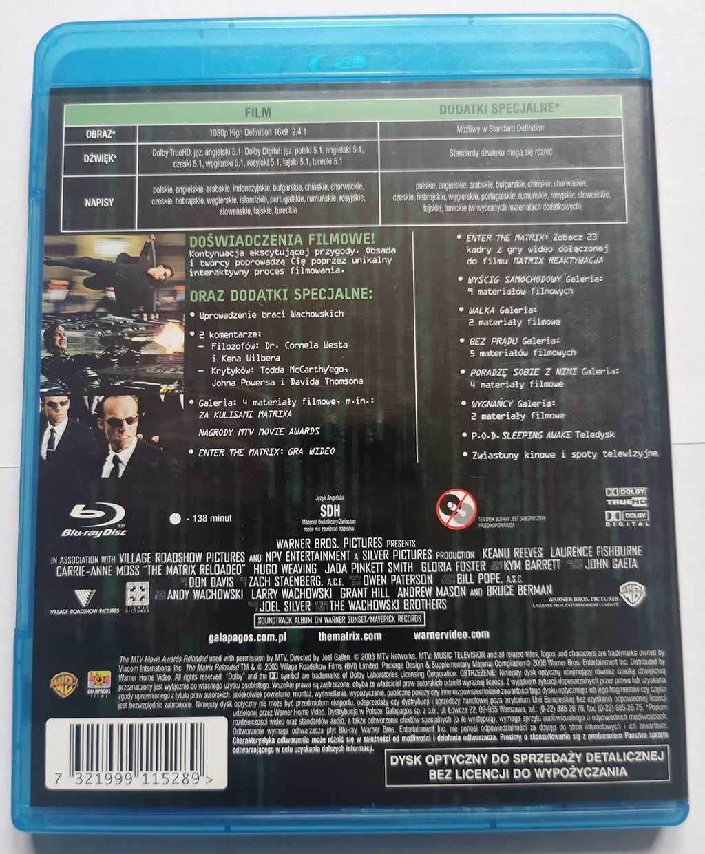 Matrix Reaktywacja - blu-ray - polskie wydanie