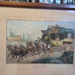 Gravura aguarelada ,  carruagem para Le Havre , ( Agua tinta)