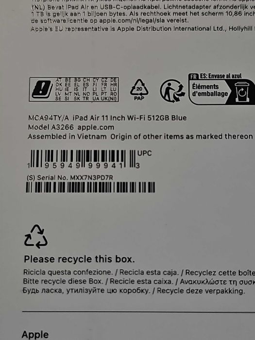 Apple iPad Air 11" M3 512GB Wi-Fi Niebieski (MCA94TYA)
Tablet: 11 cali