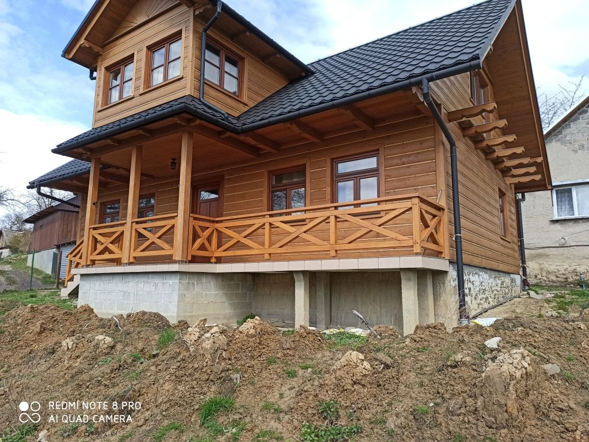 Balustrada drewniana krzyż barierka taras ogrodzenie balkon