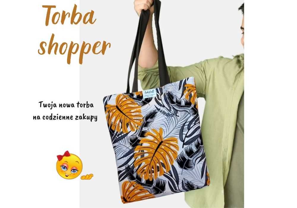 Torba na zakupy Bawełniana "Brązowa Monstera" – EKO Shopperka na Ramię