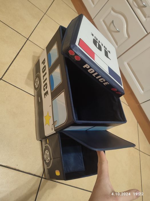 Nowy kosz pojemnik na zabawki dla dziecka Policja