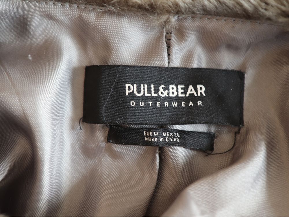 Pull &Bear 38 M krótki kożuszek zimowy futro szare