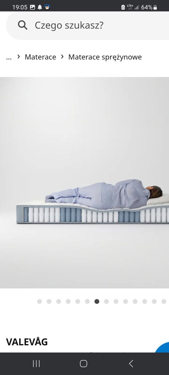 Materac sprężynowy Ikea walevag 80x200x22