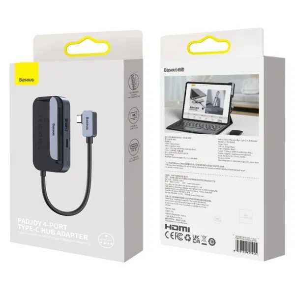 USB-хаб Baseus Type-C HUB PadJoy 4-в-1 | 4K HDMI + USB + зарядка Серый