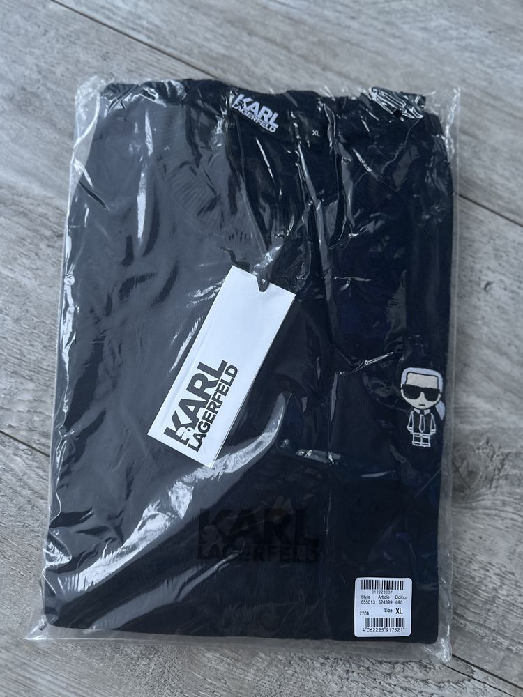 Nowy mesli sweter Karl Lagerfeld wełna merino XL granat