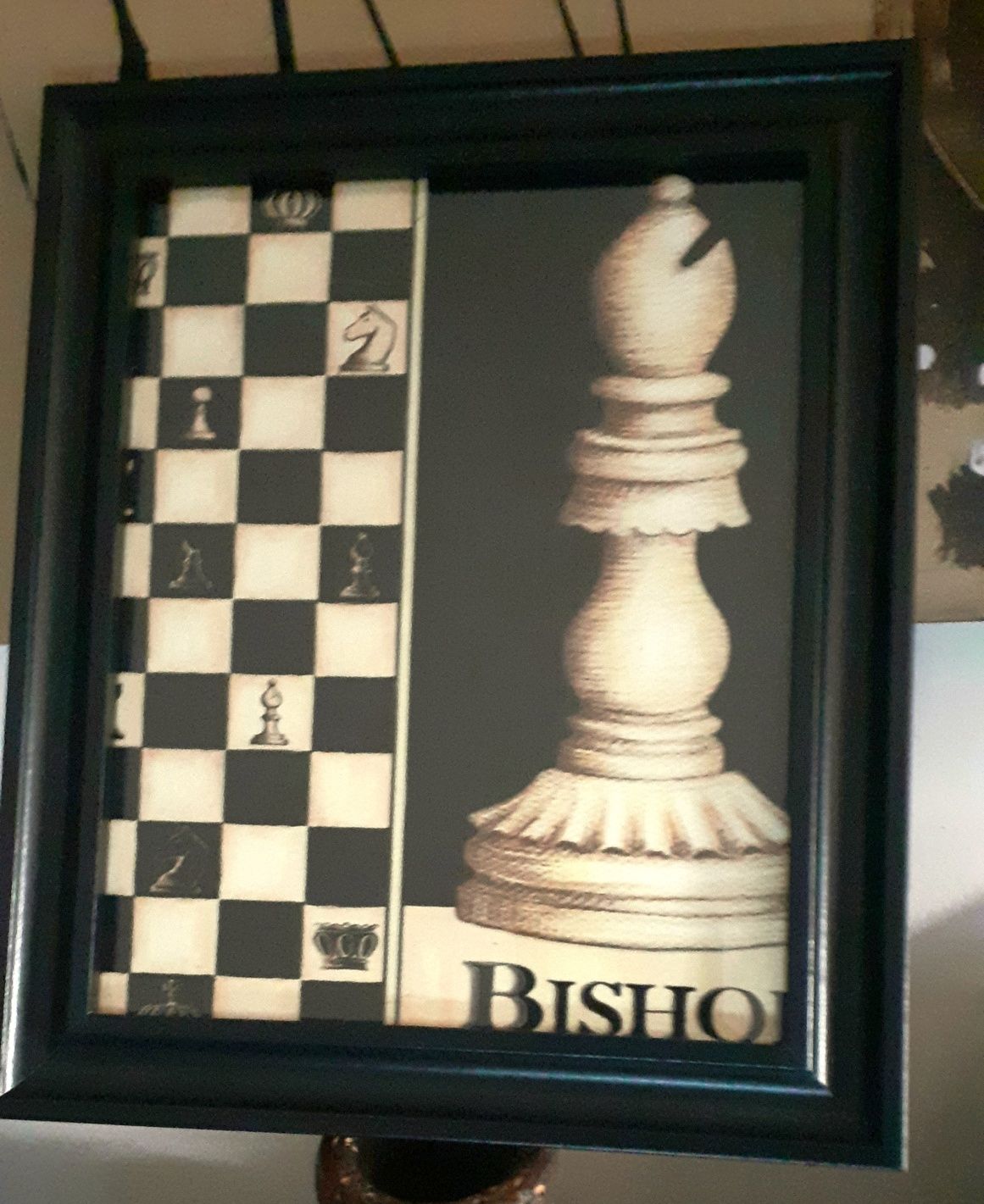 Moldura Poster 25 x 20 tabueiro jogo xadrez peça Bispo