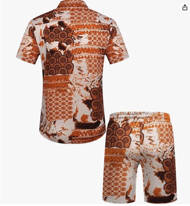 Męski komplet koszula i spodenki we wzory, rozmiar S COOFANDY