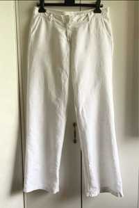 Spodnie lniane L 40 białe