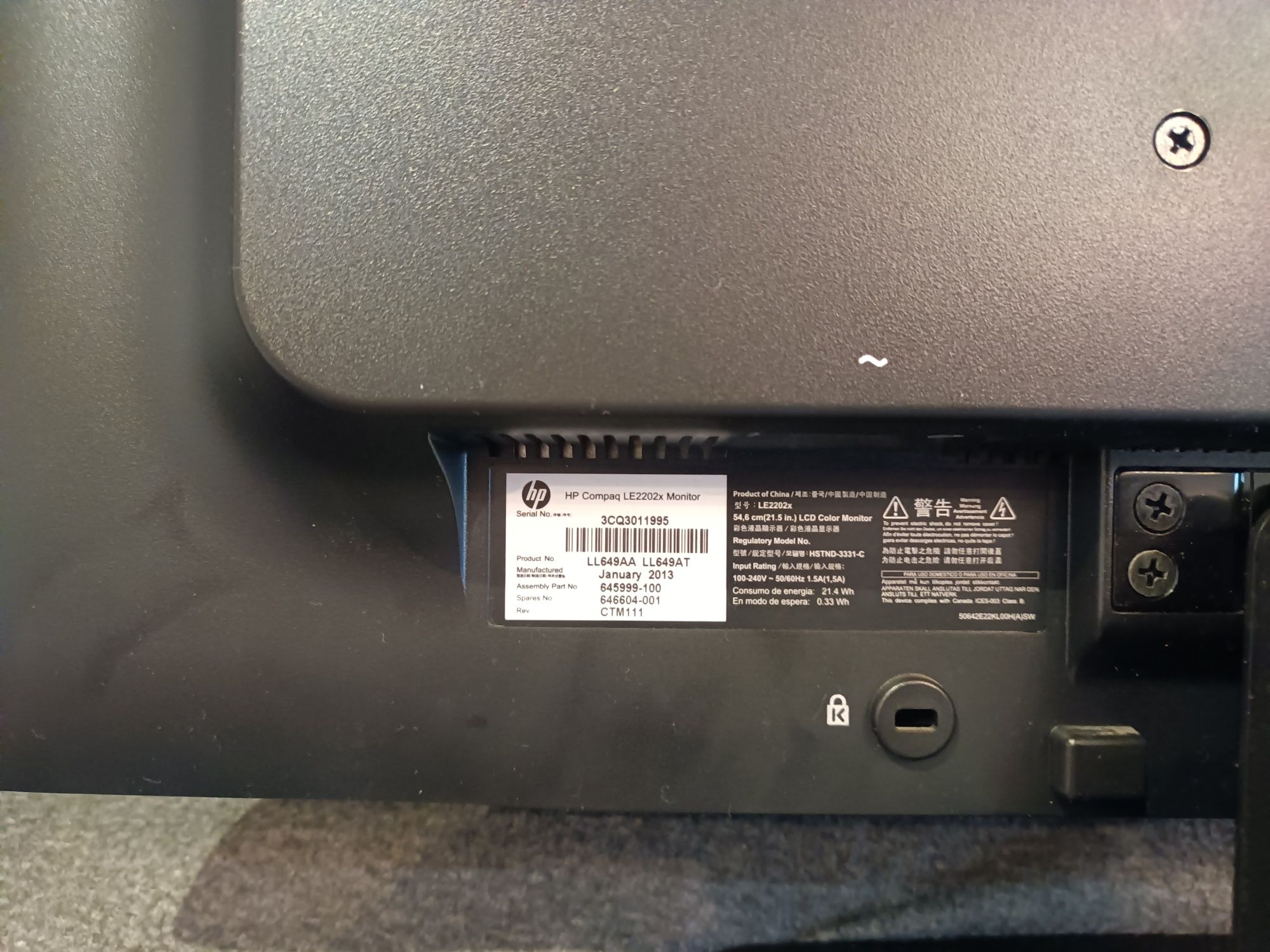 Monitor HP COMPAQ LE2202x