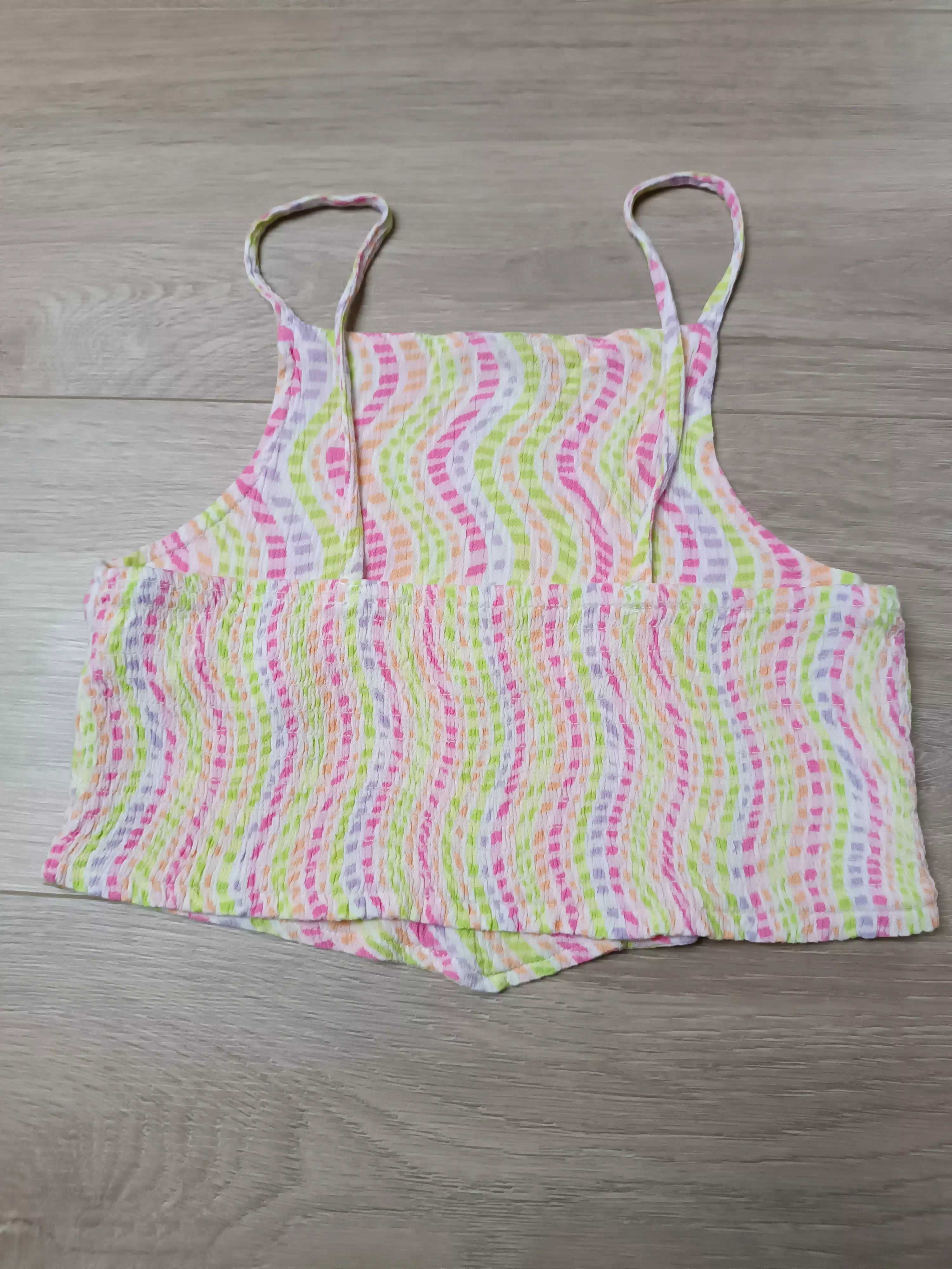 Koszulka crop top wąskie naramki kolorowe paseczki 'Zara' 152