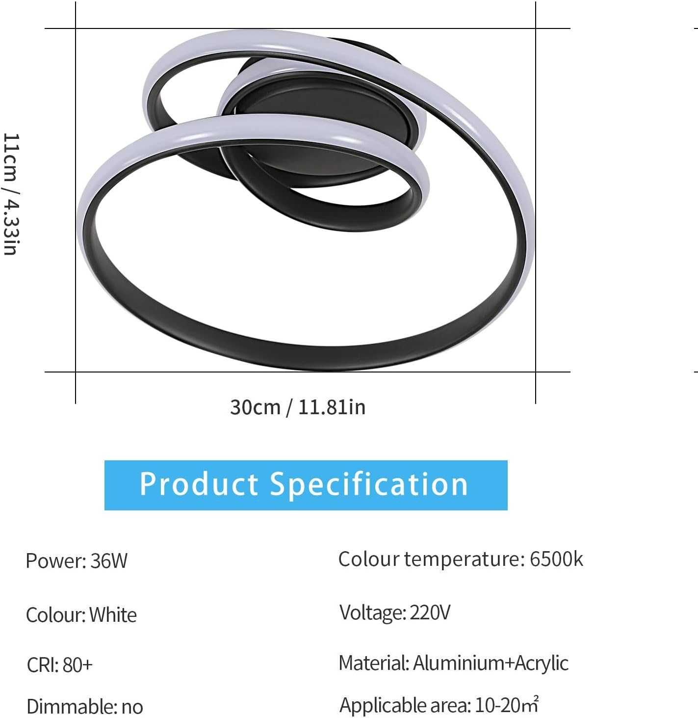 Comely Lampa sufitowa LED, 36 W 6500K