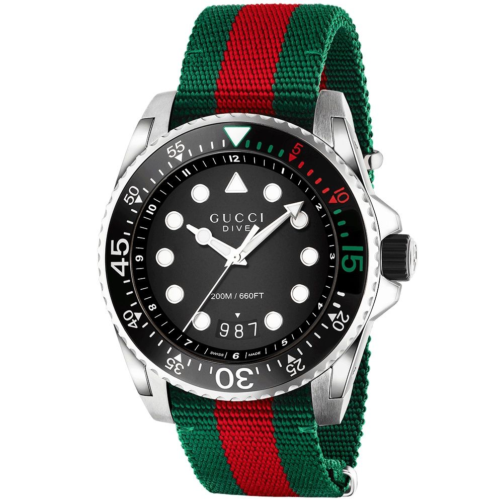 Era 1350eur!! Relógio Suíço Luxo Gucci Dive 45mm homem masculino nylon