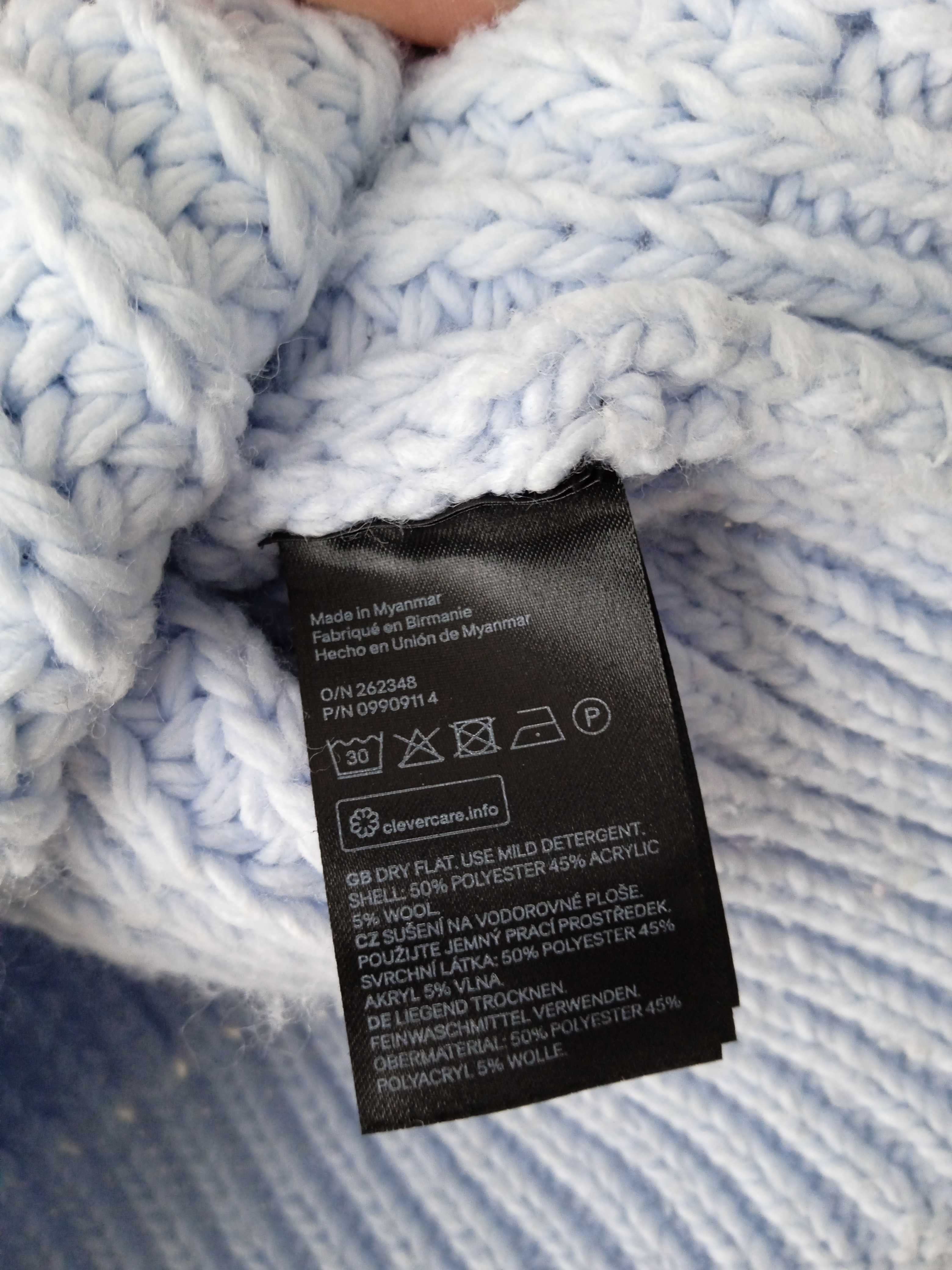 Błękitny sweter z wełną H&M