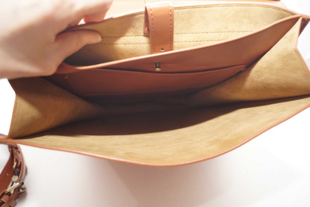 1804 Skórzany plecak damski na laptop ECOSUSI brązowy torba tornister