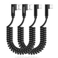 Aceyoon kabel spiralny kątowy USB - USB C szybkie ładowanie od 30-80cm