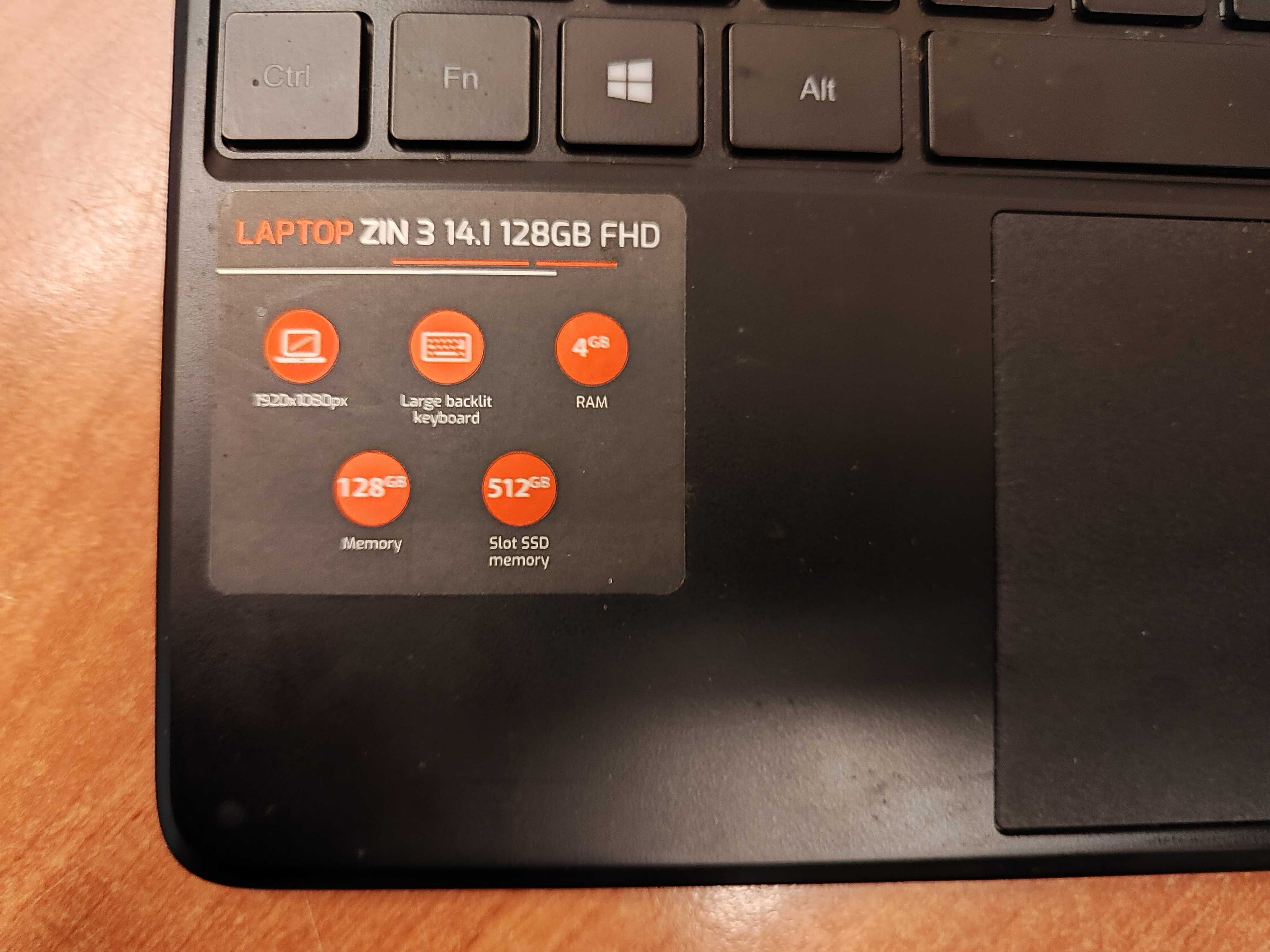 Laptop ZIN 3 14.1 FHD Win10 PRO 5000mAh Folia fabryczna JAK NOWY