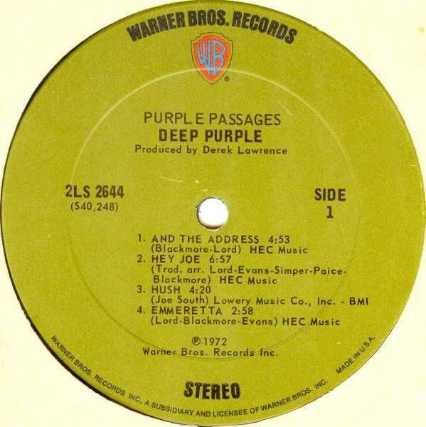 Deep Purple ‎ "Purple Passages" - 2LP - 1972