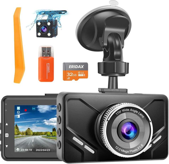 Podwójna kamera samochodowa przód tył/wnętrze 3" 32GB FHD na prezent