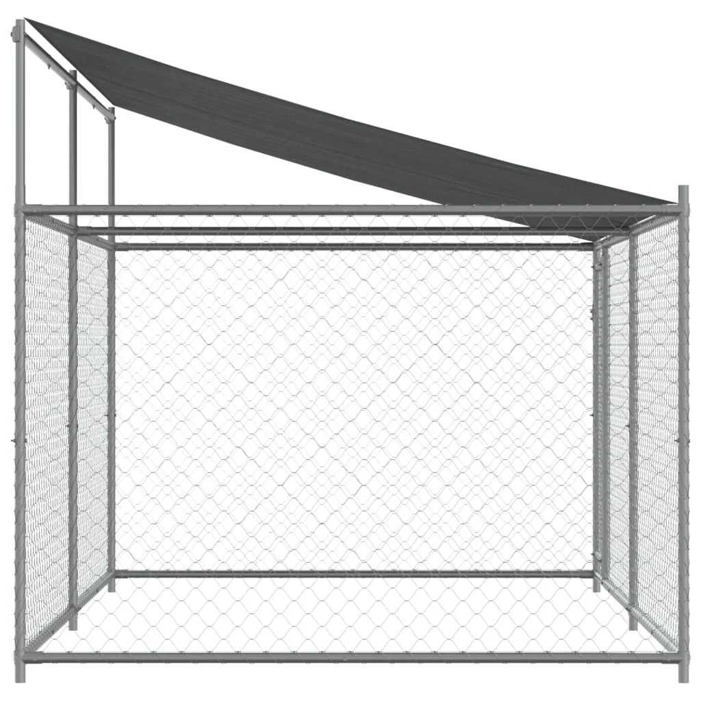 Jaula para cão com telhado/porta 4x2x2 m aço galvanizado cinza