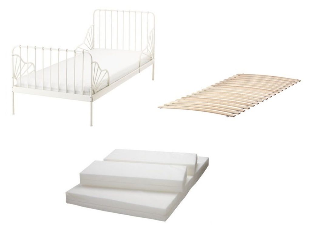 Łóżko metalowe białe Ikea Minnen rosnące z dzieckiem