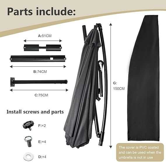 OMERAI 3M Parasol Ogrodowy Stalowy Tarasowy, 8 Żeber, UPF50+, Bananowy