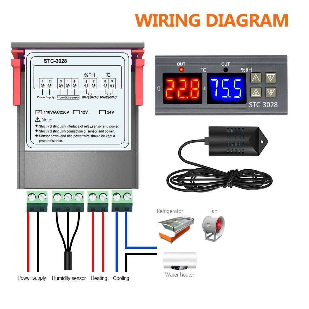 Higrostato controlador digital de medidor humidade e temperatura