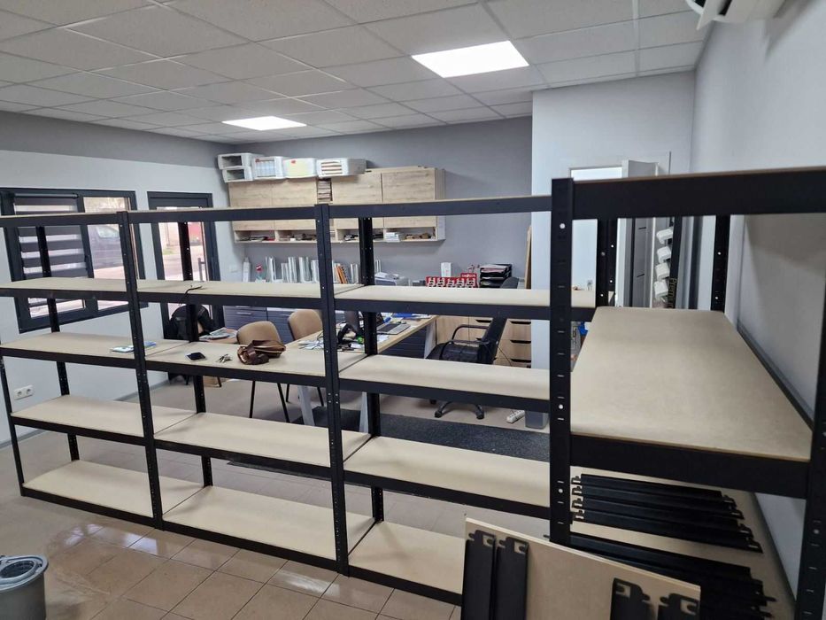 Стелаж металевий чорний 5 полиць МДФ/ДСП Для кухні, дому, на балкон