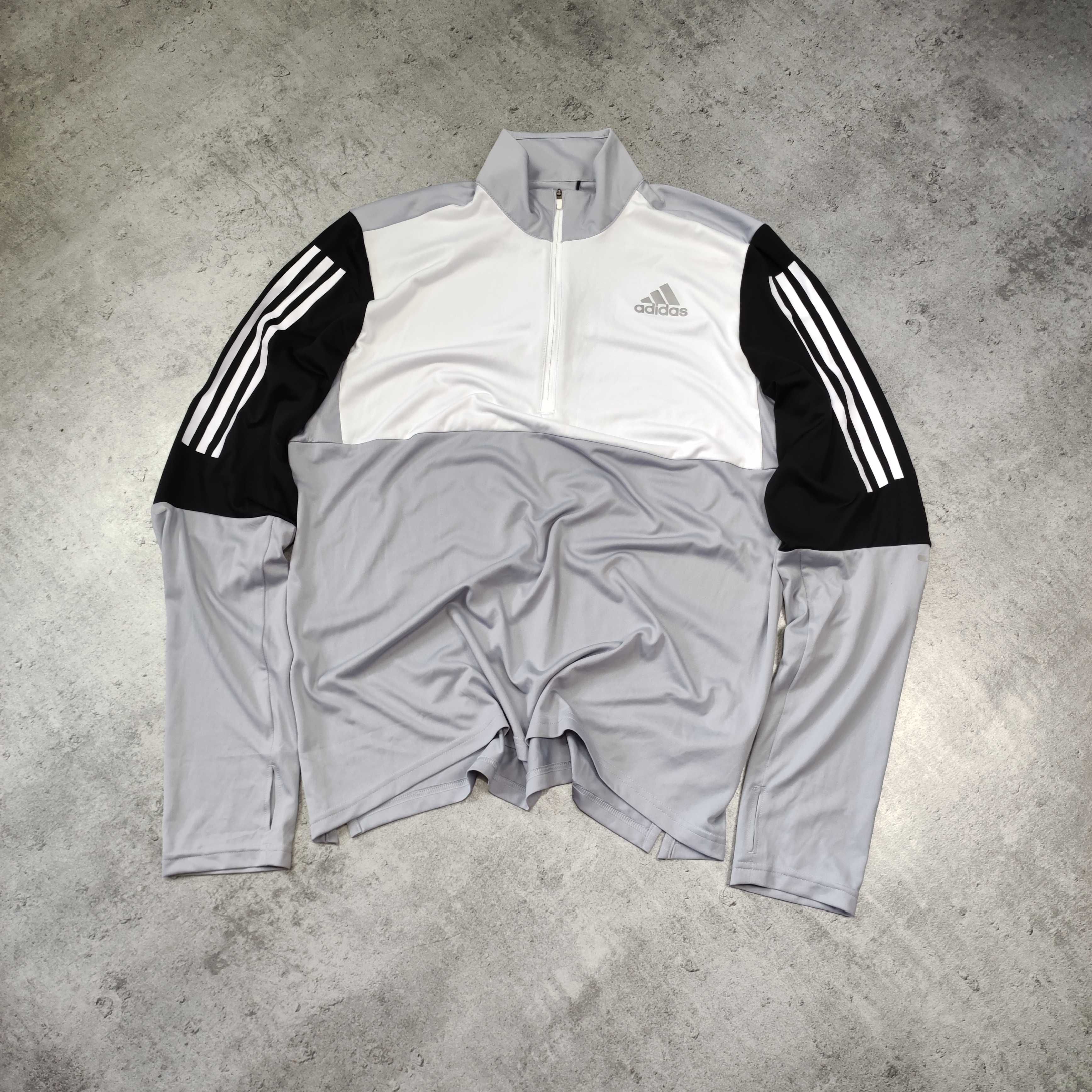 MĘSKA Adidas Bluza Lekka Sportowa Running Biegowa Bluzka 3 Paski Prime