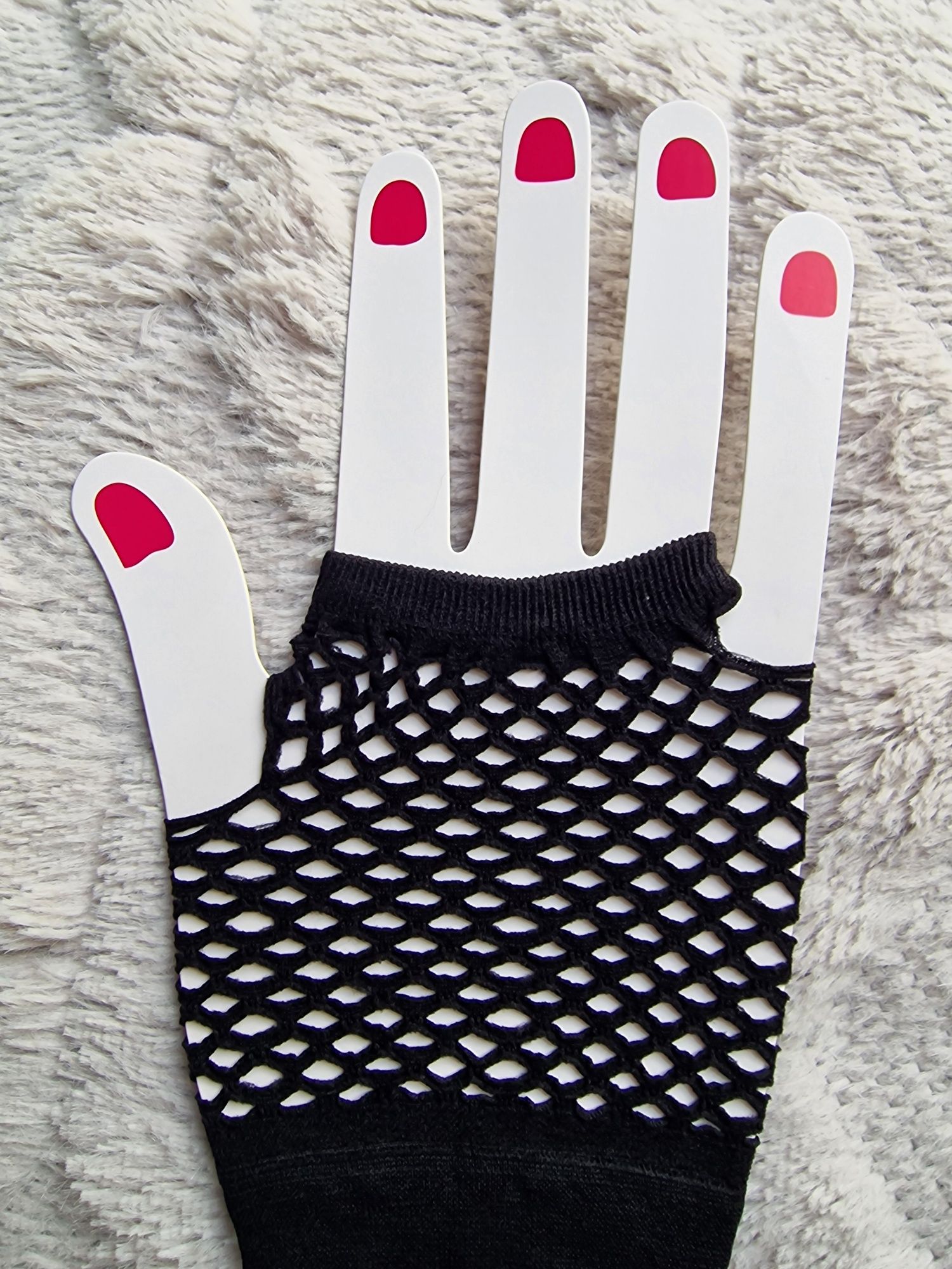 Czarne rękawiczki bez palców siateczkowe kabaretki gothic emo y2k